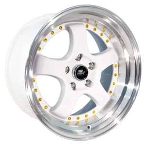 (1) 17x9 +20 MST MT07 5x114.3 White w/Machined Lip Gold Rivets Wheel - Picture 1 of 2
