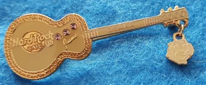 OSAKA ALEXANDRITE BIRTHSTONE* ROSE FLOWER DANGLE CREAM GUITAR Hard Rock Cafe - Picture 1 of 1