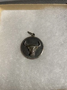 "Colgante de disco del zodiaco Tauro de plata de ley 925 vintage de 1,1""" - Imagen 1 de 5