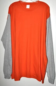 Long Sleeve Tee Soft Knit Ring Spun Color Block Orange & Gray Men's Size 3XL New - Foto 1 di 3