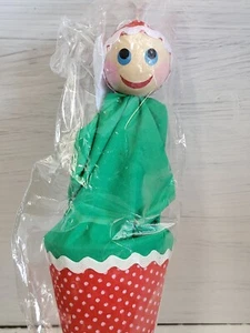 NEW Peek-A-Boo Pop Up Ice Cream Cone Wooden Stick Puppet Handmade - Picture 1 of 4