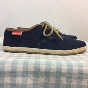 Chatham Sable Lace Up Espadrille Shoes UK 3 Blue Suede Leather Casual Boat Deck - Picture 1 of 12