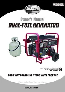 Owners Manual Parts All-Power 10,000-Watt Dual-Fuel Generator Model APGG10000GL - Picture 1 of 4
