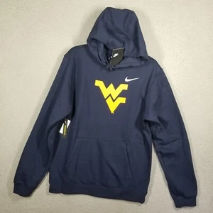 Nike West Virginia Mountaineers Club Fleece Hoodie Medium Blue Sweatshirt NWT - Picture 1 of 10