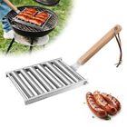 Extra Long Wood Handle Sausage Roller Stainless Steel Grill Stand  Outdoor