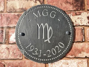 Slate House Sign 30cm Diameter Circle Deep Engraved Personalised & fixings - Picture 1 of 12