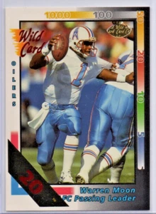 1992 Wild Card #242, WARREN MOON 20 Stripe, Houston Oilers, SP, HOF - Foto 1 di 2