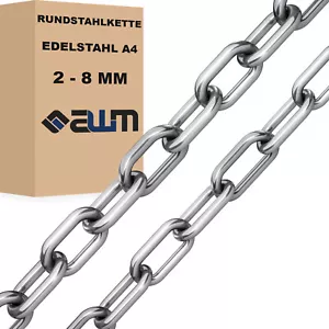 Edelstahlkette VA4 2 -8 mm Rundstahlkette Ankerkette Edelstahl Kette Stahlkette - Bild 1 von 13