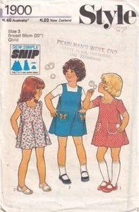 70s Style Sewing Pattern 1900 Child's Dress or Pinafore Size 3 - Picture 1 of 2