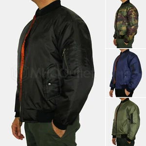 MA1 Jacket Classic Bomber Jacket Military Air Force Style Padded Biker Jacket - Picture 1 of 6