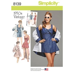 SIMPLICITY 8139 MISSES 1950ER BIKINI TOP SHORTS Nähmuster Größe 6-12 & 14-22 - Bild 1 von 5