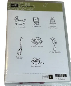 Stampin' Up It's the Thought Rubber Stamp Set 7pc Birthday Owl Crab Turtle Cake - Bild 1 von 3
