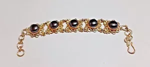 HEMATITE .925 STERLING SILVER PLATED BRACELET 8" - Picture 1 of 1