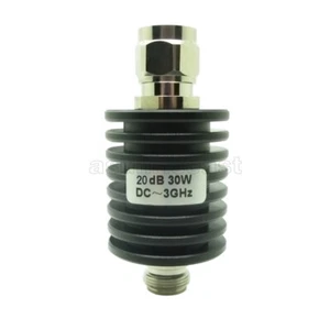 RF Coaxial Attenuator 30W Watts 20dB N Type Male to Female DC-3GHZ 50 Ohms Round - Picture 1 of 8