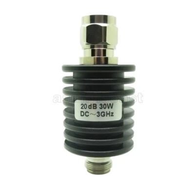 RF Coaxial Attenuator 30W Watts 20dB N Type Male to Female DC-3GHZ 50 Ohms Round - Image 1 of 4