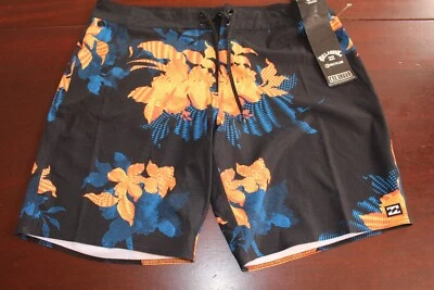 Hombres Billabong Recycler Air Light Boardshorts 36 Nuevo Con Etiquetas Domingos Floral Negro Foto 1 de 2