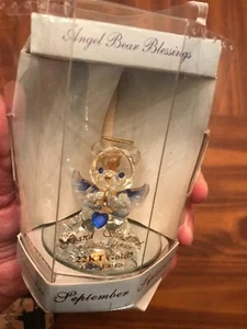 LOVINBOX ANGEL BEAR BLESSINGS GLASS BEAR WITH SEPTEMBER BIRTHSTONE - Picture 1 of 4