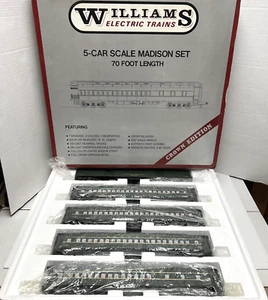 WILLIAMS O-GAUGE #2402 SANTA FE 5-CAR SCALE MADISON SET 70 FOOT LENGTH IN OB - Picture 1 of 15