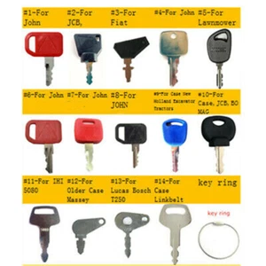 14 key Set for JD Case Lucas JCB Ford Farmtrac Massey Ferguson Linkbelt - Picture 1 of 1