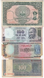 Birmania, India, Juego de 4, los 100 billetes de denominación, - Imagen 1 de 2