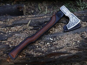 EDC Hacha Viking Hecha a Mano Hoja de Acero al Carbono Hacha Tomahawk BL-4636 CON L/Vaina - Imagen 1 de 19