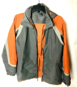 LL Bean Youth Nylon Jacket Windbreaker Orange Gray Size 14-16 L - Picture 1 of 6