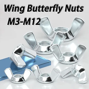 Wing Butterfly Nuts M3 M4 M5 M6 M8 M10 M12 Zinc Plated Wingnuts Metric DIN 315 - Picture 1 of 12