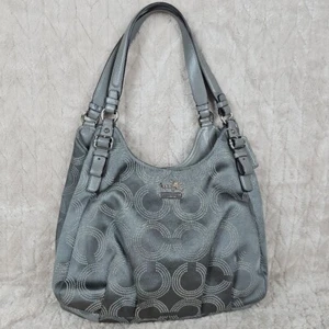 Coach Madison Hobo Purse Op Art Sateen Shoulder Bag Y2K Preppy Classic 90s - Picture 1 of 14