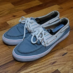 Bluefin Scuttle Fabric Boat Shoes Flats Blue Pink Women's 7.5 Casual Pink EUC - Picture 1 of 10
