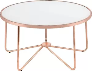 ACME Alivia Coffee Table - - Rose Gold & Frosted Glass - Picture 1 of 4