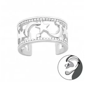 Orejera Moon Star plata esterlina - Imagen 1 de 2