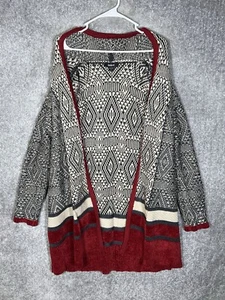 Tribekka 44 Knit Chenille Hem Duster Cardigan Sweater Womens Size Large Tribal - Picture 1 of 6