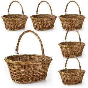 Barydat 6 Pcs Small Wicker Picnic Basket with Handle Flower Girl Baskets Oval... - Picture 1 of 7