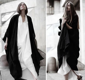 Avant Garde Linen Kimono Style Wrap Dress. Linen Cocoon Cardigan. Kimono Robe - Picture 1 of 31