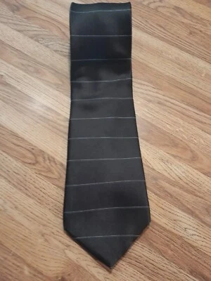 JONES NEW YORK 男式领带黑色薄银色水平条 3 1/2 X 58  — 第 1/4 张图片