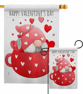 Gnome Love You Garden Flag Springtime Valentine Decorative Yard House Banner - Picture 1 of 19