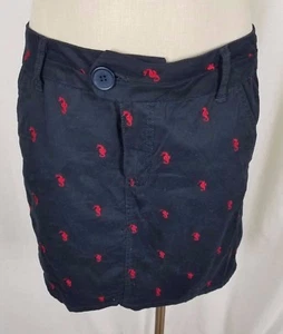 British Khaki Casual Navy Blue Monogrammed Seahorse Microfiber SKIRT Womens L XL - Picture 1 of 6