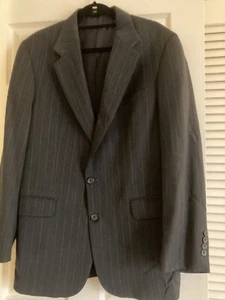OSCAR DE LA RENTA Charcoal Gray Striped Blazer Sport Coat~All weather wool~42L - Picture 1 of 6