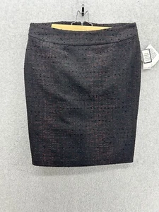 Nine West Women's A Line Skirt Black Red Boucle Tweed Size 12 Knit Wool Blend - Picture 1 of 13