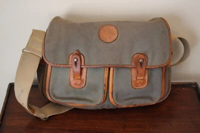 Bolso de Hombro Mensajero Mundo Caza Vintage Lona Cuero Caqui Foto 1 de 4