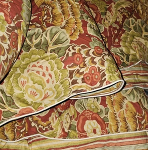 Edredón Pottery Barn King Rojo Floral Rayas Pájaro Reversible 87x102 RARO 2012 - Imagen 1 de 16