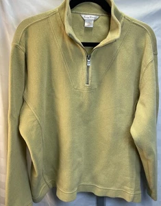 Tommy Bahama 1/4 Zip Sweater Women’s  L 100% Cotton Yellow Mustard Pullover - Bild 1 von 13