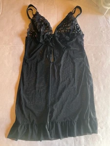 Babydoll MiiMii Intimates Peek-a-boo Slip NUEVO SIN ETIQUETAS XL Negro Encaje Mini - Imagen 1 de 5