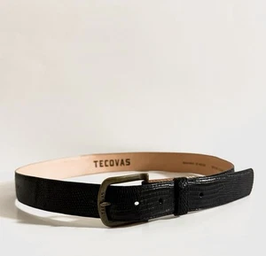 Tecovas Genuine Lizard Leather 34 Belt Handmade Mexico Black Animal Print $195 - Picture 1 of 14