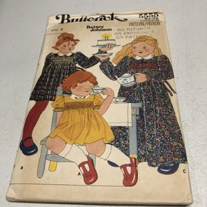 Butterick Pattern # 5555 Betsey Johnson Girls Smocked Dress Sz 4 Uncut! FF! VTG - Picture 1 of 7