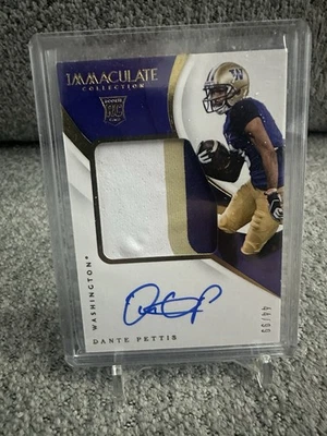 2018 Immaculate Collegiate Premium Rookie /99 Dante Pettis RPA Patch Auto RC - Image 1 of 3