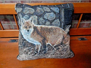 MILLETTE 16 X 16 THROW PILLOW WITH A FOX ON IT, (smoke and pet free environment) - Picture 1 of 4
