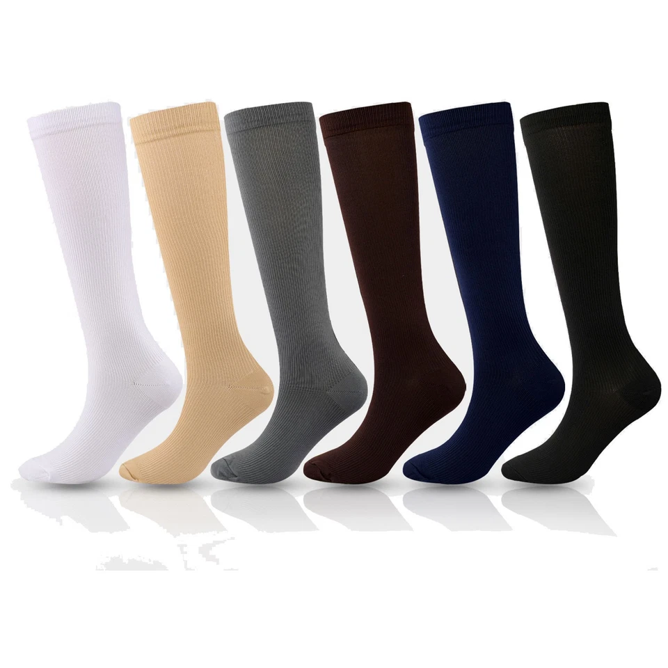 6 pares de calcetines de compresión para mujer hombre 15-20 mmHg es el mejor para atletismo correr Foto 1 de 4