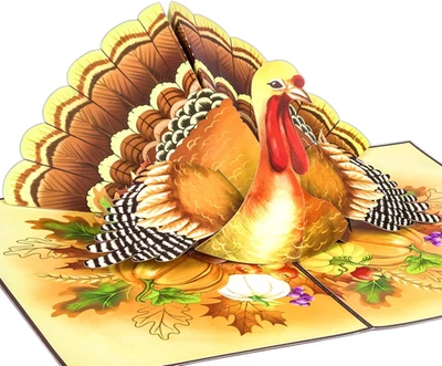 Thanksgiving Turkey Pop up Card, Pumpkin, Give Thanks, 3D Popup Greeting Cards, - Image 1 of 4