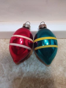 Träne Weihnachtsschmuck rot und grün gestreift 2 Stück Vintage Made in Us Of A - Bild 1 von 6